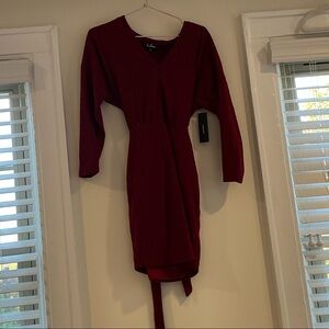 Lulu's Burgundy Long Sleeve Dress